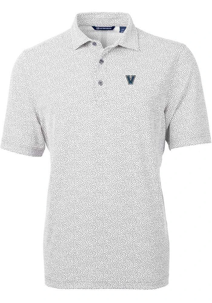 Cutter and Buck Villanova Wildcats Mens Grey Virtue Eco Pique Botanical Short Sleeve Polo