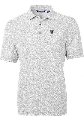 Cutter and Buck Villanova Wildcats Mens Grey Virtue Eco Pique Botanical Short Sleeve Polo