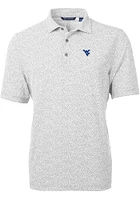 Cutter and Buck West Virginia Mountaineers Mens Grey Virtue Eco Pique Botanical Short Sleeve Polo