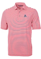 Cutter and Buck Arizona Wildcats Mens Red Virtue Eco Pique Stripe Short Sleeve Polo