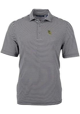 Cutter and Buck Baylor Bears Mens Black Virtue Eco Pique Stripe Short Sleeve Polo