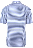 Cutter and Buck BYU Cougars Mens Blue Virtue Eco Pique Stripe Short Sleeve Polo