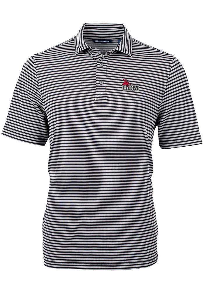 Cutter and Buck Central Missouri Mules Mens Virtue Eco Pique Stripe Short Sleeve Polo