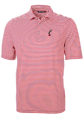 Cutter and Buck Cincinnati Bearcats Mens Virtue Eco Pique Stripe Short Sleeve Polo