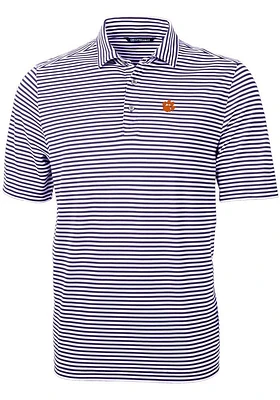 Cutter and Buck Clemson Tigers Mens Virtue Eco Pique Stripe Short Sleeve Polo