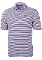 Cutter and Buck Clemson Tigers Mens Virtue Eco Pique Stripe Short Sleeve Polo
