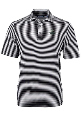 Cutter and Buck Colorado State Rams Mens Black Virtue Eco Pique Stripe Short Sleeve Polo
