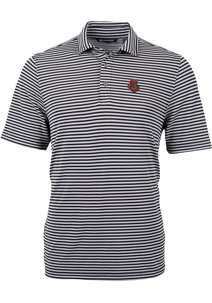 Cutter and Buck Cornell Big Red Mens Virtue Eco Pique Stripe Short Sleeve Polo