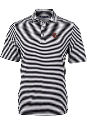 Cutter and Buck Cornell Big Red Mens Virtue Eco Pique Stripe Short Sleeve Polo