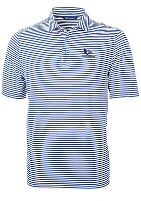 Cutter and Buck Creighton Bluejays Mens Virtue Eco Pique Stripe Short Sleeve Polo