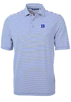Cutter and Buck Duke Blue Devils Mens Virtue Eco Pique Stripe Short Sleeve Polo