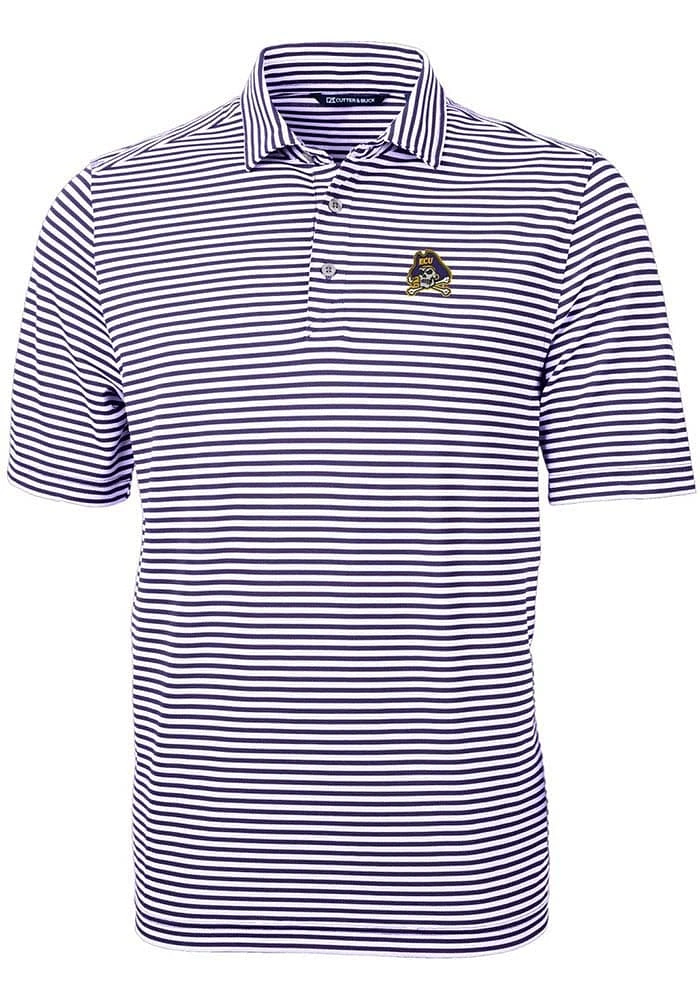 Cutter and Buck East Carolina Pirates Mens Virtue Eco Pique Stripe Short Sleeve Polo