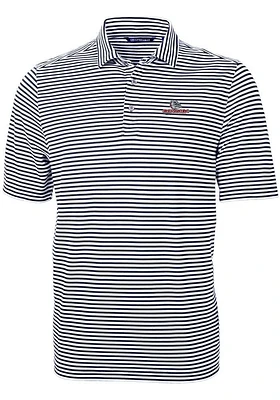 Cutter and Buck Gonzaga Bulldogs Mens Navy Blue Virtue Eco Pique Stripe Short Sleeve Polo