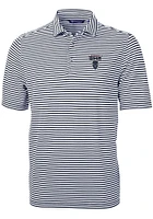 Cutter and Buck Howard Bison Mens Navy Blue Virtue Eco Pique Stripe Short Sleeve Polo