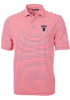 Cutter and Buck Howard Bison Mens Red Virtue Eco Pique Stripe Short Sleeve Polo