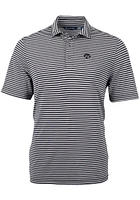 Cutter and Buck Iowa Hawkeyes Mens Black Virtue Eco Pique Stripe Short Sleeve Polo