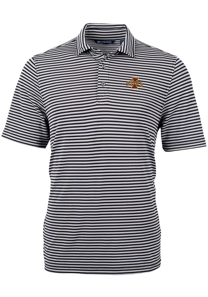 Cutter and Buck Iowa State Cyclones Mens Virtue Eco Pique Stripe Short Sleeve Polo