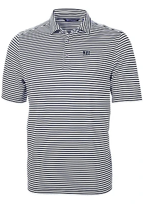 Cutter and Buck Jackson State Tigers Mens Navy Blue Virtue Eco Pique Stripe Short Sleeve Polo