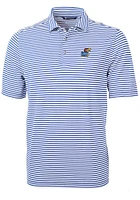Cutter and Buck Kansas Jayhawks Mens Virtue Eco Pique Stripe Short Sleeve Polo