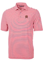 Cutter and Buck Maryland Terrapins Mens Red Virtue Eco Pique Stripe Short Sleeve Polo