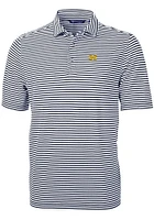 Cutter and Buck Michigan Wolverines Mens Blue Virtue Eco Pique Stripe Short Sleeve Polo