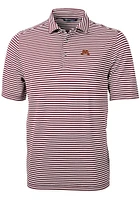 Mens Minnesota Golden Gophers Red Cutter and Buck Virtue Eco Pique Stripe Short Sleeve Polo Shir..