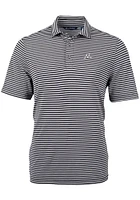 Mens Minnesota Golden Gophers Black Cutter and Buck Virtue Eco Pique Stripe Short Sleeve Polo Sh..