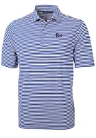 Mens Pitt Panthers Blue Cutter and Buck Virtue Eco Pique Chelan Stripe Short Sleeve Polo Shirt