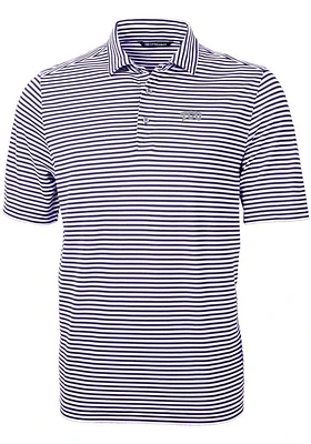 Cutter and Buck TCU Horned Frogs Mens Virtue Eco Pique Stripe Short Sleeve Polo
