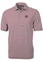 Cutter and Buck Texas A&M Aggies Mens Maroon Virtue Eco Pique Stripe Short Sleeve Polo