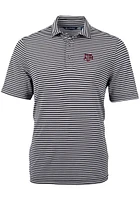 Cutter and Buck Texas A&M Aggies Mens Black Virtue Eco Pique Stripe Short Sleeve Polo