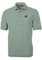 Cutter and Buck Tulane Green Wave Mens Virtue Eco Pique Stripe Short Sleeve Polo