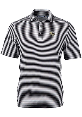 Cutter and Buck UCF Knights Mens Black Virtue Eco Pique Stripe Short Sleeve Polo