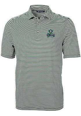 Cutter and Buck UNCW Seahawks Mens Green Virtue Eco Pique Stripe Short Sleeve Polo