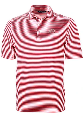 Cutter and Buck UNLV Runnin Rebels Mens Virtue Eco Pique Stripe Short Sleeve Polo