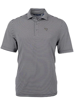 Cutter and Buck Wake Forest Demon Deacons Mens Black Virtue Eco Pique Stripe Short Sleeve Polo