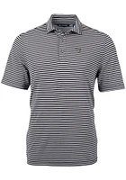 Cutter and Buck Wake Forest Demon Deacons Mens Black Virtue Eco Pique Stripe Short Sleeve Polo