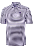 Mens Washington Huskies Cutter and Buck Virtue Eco Pique Stripe Short Sleeve Polo Shirt