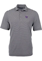 Mens Washington Huskies Cutter and Buck Virtue Eco Pique Stripe Short Sleeve Polo Shirt