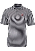 Cutter and Buck Washington State Cougars Mens Black Virtue Eco Pique Stripe Short Sleeve Polo