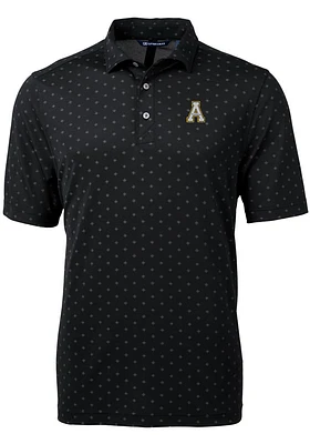 Cutter and Buck Appalachian State Mountaineers Mens Black Virtue Eco Pique Tile Short Sleeve Pol..