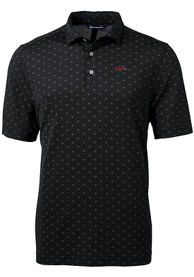 Cutter and Buck Arkansas Razorbacks Mens Black Virtue Eco Pique Tile Short Sleeve Polo