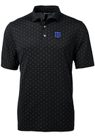 Cutter and Buck Duke Blue Devils Mens Black Virtue Eco Pique Tile Short Sleeve Polo