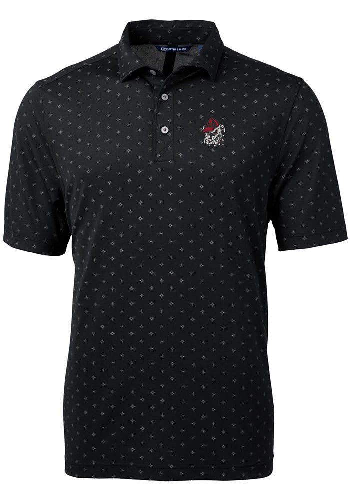 Cutter and Buck Georgia Bulldogs Mens Black Virtue Eco Pique Tile Short Sleeve Polo