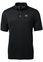 Cutter and Buck Hawaii Warriors Mens Black Virtue Eco Pique Tile Short Sleeve Polo