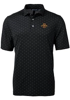 Cutter and Buck Iowa State Cyclones Mens Black Virtue Eco Pique Tile Short Sleeve Polo