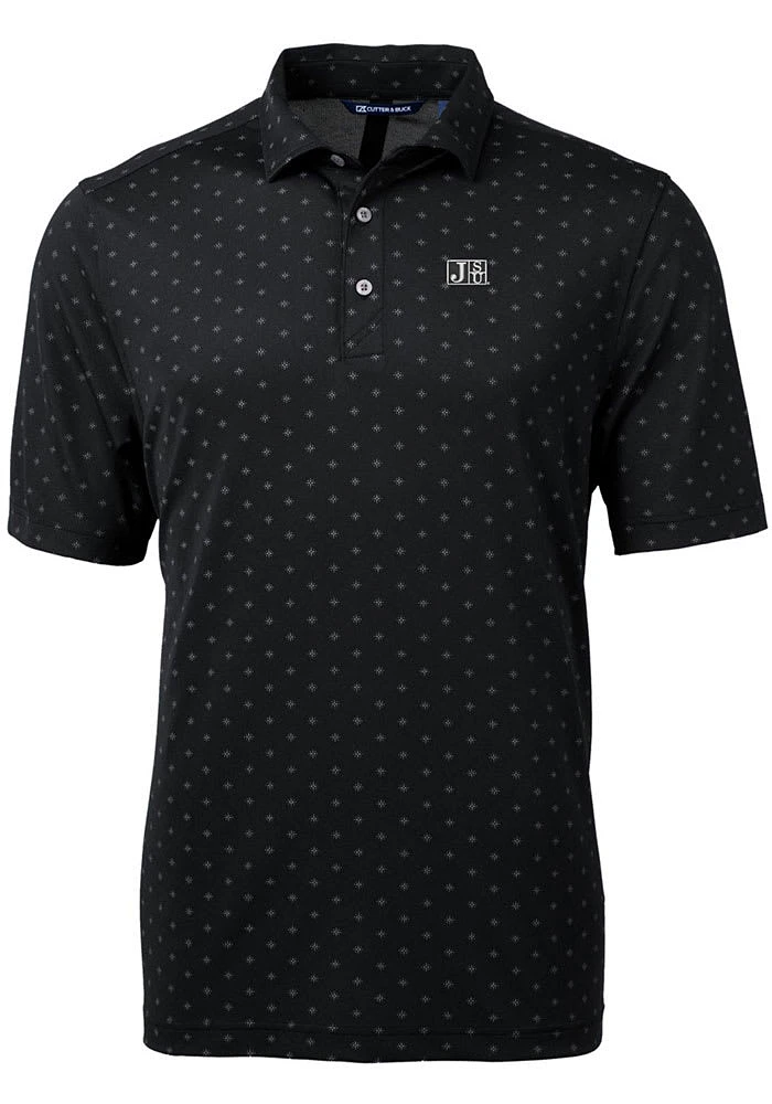 Cutter and Buck Jackson State Tigers Mens Black Virtue Eco Pique Tile Short Sleeve Polo
