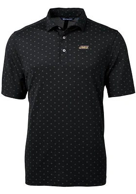 Cutter and Buck James Madison Dukes Mens Black Virtue Eco Pique Tile Short Sleeve Polo