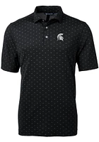Cutter and Buck Michigan State Spartans Mens Black Virtue Eco Pique Tile Short Sleeve Polo