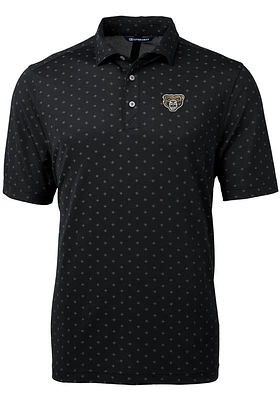 Cutter and Buck Oakland University Golden Grizzlies Mens Black Virtue Eco Pique Tile Short Sleev..